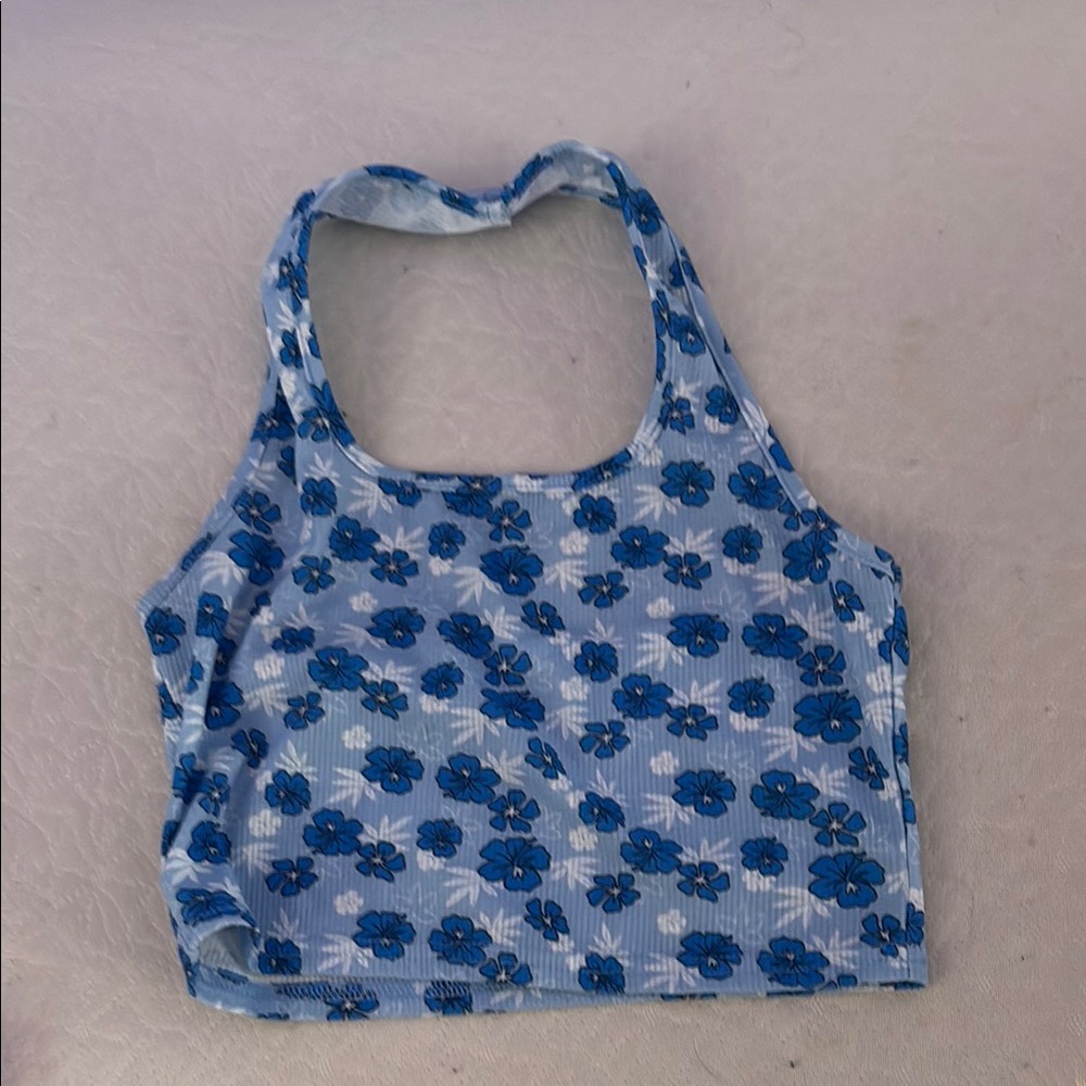 Kids Blue Floral Crop Top